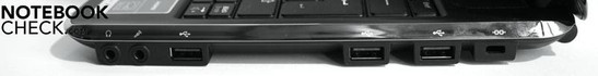 Rechts: 3,5mm Kopfhörerausgang, Mikrofoneingang, 3 USB 2.0-Ports, Kensington-Lock