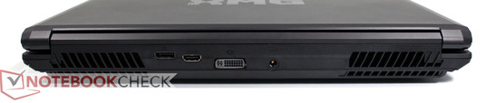 Rückseite: Displayport, HDMI, DVI, Stromversorgung