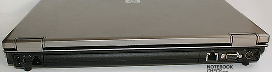 Rückseite: Kensington Lock, Modem, LAN, VGA, S-Video