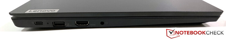 Linke Seite: 1x Thunderbolt 4, 1x USB-A 3.1 Gen1 (Always On), HDMI 1.4, kombinierter Audioanschluss