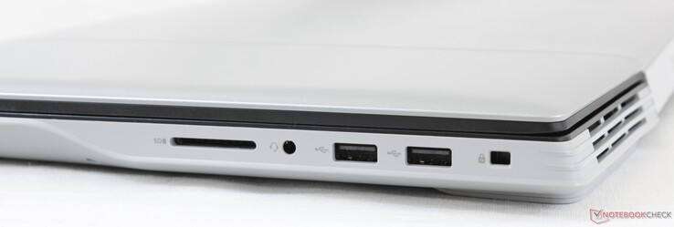 Rechts: SD-Kartenleser, kombinierter 3,5-mm-Audioanschluss, 2x USB 2.0 Typ-A, Noble Lock