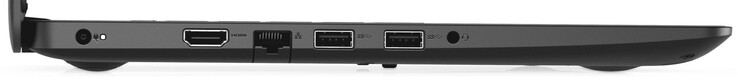 Linke Seite: Netzanschluss, HDMI, Fast-Ethernet, 2x USB 3.2 Gen 1 (Typ A), Audiokombo