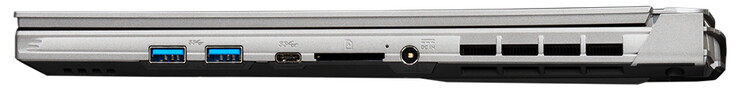 Rechte Seite: 2x USB 3.2 Gen 1 (Typ A), USB 3.2 Gen 1 (Typ C), Speicherkartenleser (SD), Netzanschluss