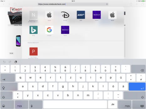 Tastatur-Layout des Apple iPad Pro 12.9: Querformat