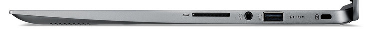 Rechte Seite: Speicherkartenleser (SD), Audiokombo, USB 2.0 (Typ A), Steckplatz für ein Kabelschloss