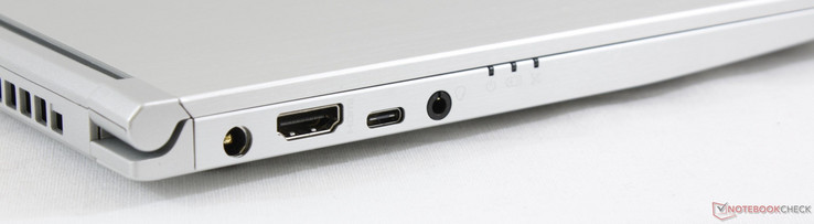 Links: Stromeingang, HDMI 1.4, USB Typ-C Gen. 1, 3,5-mm-Audiokombi