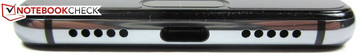 Fußseite: Mikrofon, USB-C-Anschluss (USB 3.1 Gen.1), Lautsprecher