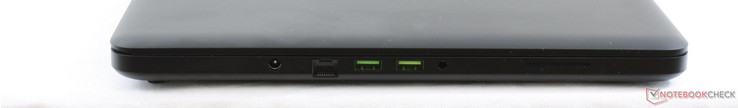 links: Stromanschluss, Gigabit Ethernet, 3x USB 3.0, 3,5-mm-Headset