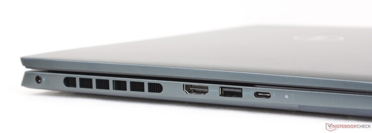 Links: Netzanschluss, HDMI 2.0, USB-A 3.2 Gen. 1, USB-C mit Thunderbolt 4 + DisplayPort + Power Delivery
