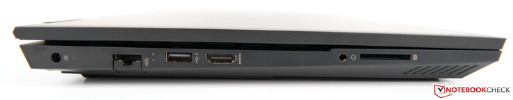 Links: Netzteil, Gigabit RJ-45, USB 3.1 Gen. 1 (HP Sleep and Charge), HDMI 2.0b, 3,5-mm-Audio-Kombo, SD-Kartenleser
