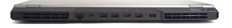 Rj45-LAN-Buchse; USB-C 3.1 mit DisplayPort 1.4 und PD; 2x USB-Typ-A-Buchse (3.2 Gen 1); HDMI; USB-Typ-A-Buchse (3.2 Gen 1/always-on); proprietärer Netzteilanschluss