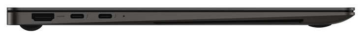 Linke Seite: HDMI, 2x Thunderbolt 4 (USB-C; Power Delivery, Displayport)