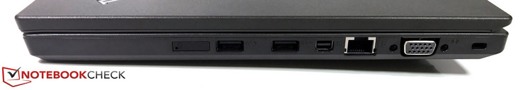 rechts: SIM-Slot, 2x USB 3.0 Typ-A, Mini DisplayPort, Ethernet, VGA, Kensington Lock