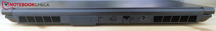 Hinten:Netzteil, LAN, HDMI 2.1, USB-C 3.2 Gen2×1 (DisplayPort 1.4a, G-SYNC), Oasis-Anschluss