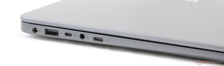 Links: Netzanschluss, Micro HDMI, 3,5-mm-Kombo-Audio, USB 3.1-Typ-C Gen. 1 (mit DisplayPort-Unterstützung)