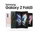 Erstmals in drei schicken Farboptionen und von allen Seiten zu sehen: Das Samsung Galaxy Z Fold3, in diesem Jahr ein Nachfolger zum Galaxy Note20.