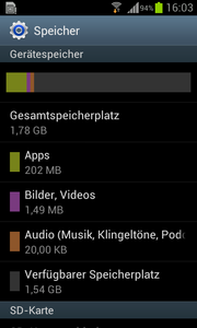 aber leider nur 1,78 GB frei verwendbarer interner Speicher.