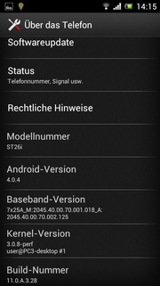 Android 4.0.4 mit der Aussicht auf ein Update