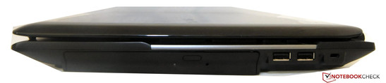 rechte Seite: DVD-Laufwerk, 2x USB 2.0, Kensington Lock