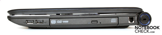 Rechte Seite: 2 x USB, DVD, Modem, Kensington