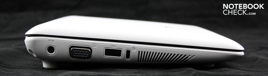 Linke Seite: VGA, USB, Kensington