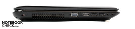 Linke Seite: VGA, HDMI, 2 x USB, Audio