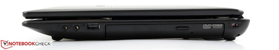 rechte Seite: Audio, USB 2.0, DVD Multibrenner, Kensington-Lock