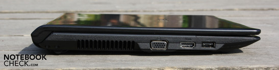 Linke Seite: VGA, HDMI, USB