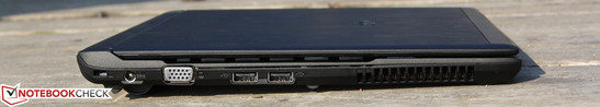 Linke Seite: Kensington, AC, VGA, 2 x USB 2.0,