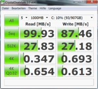 Crystal Disk Mark 100 MB/s Lesen (7200 U/Min)