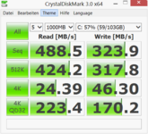 Crystal Disk Mark: 488 MB/s (Seq. Read)