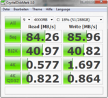 Crystal Disk Mark 84 MB/s Lesen/Schreiben