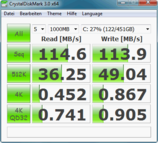 Crystal Disk Mark 85 MB/s Lesen