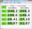 Crystal Disk Mark 3.0: 240/205 MB/s Lesen/Schreiben