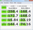 Crystal Disk Mark 3.0: 258/168 MB/s Lesen/Schreiben