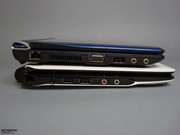 nur wenige Milimeter Höhenunterschied aufgrund des Akkus zwischen Aspire One 751 und One D250