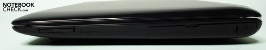 Rechte Seite: Cardreader / Unter den Klappen: USB, Audio, LAN