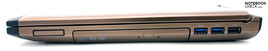 Rechte Seite: ExpressCard 34, Laufwerk, 2x USB 3.0, USB 2.0