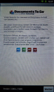 Documents to Go ist ebenfalls inkludiert.