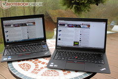Außeneinsatz: Thinkpad X220 IPS (links) vs. X1 Carbon (rechts)
