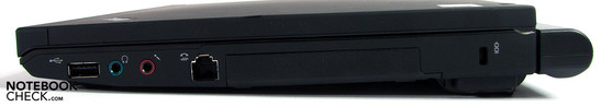Rechte Seite: USB 2.0, Audio, HD, Kensington