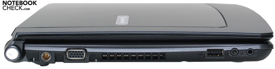 Notebookcheck.com | Butterfly s linke Seite: Stromversorgung, VGA, Lüfter, 1x USB-2.0, Mikrofon, Kopfhörer