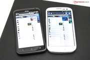 Der Größenvergleich zum HTC One X (4.7 Zoll) ist nur zu erahnen.