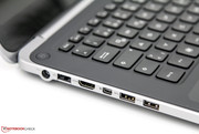 Die Anschlussmöglichkeiten an der linken Seite des Ultrabooks.