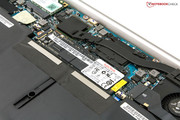 Prozessor und der HM76-Chipsatz unter einer Kupfer-Heatpipe.