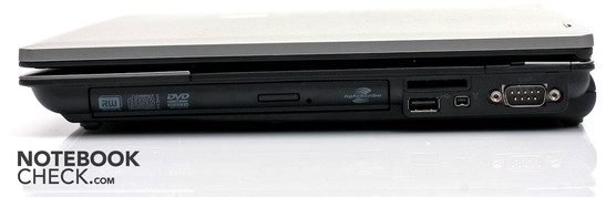 Rechte Seite: optisches Laufwerk, Kartenleser, 1x USB 2.0, 1x FireWire, serieller Anschluss