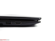 HDMI und USB liegen auf der linken Seite weit vorne.
