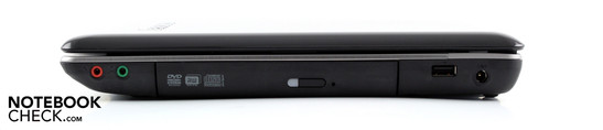 Rechte Seite: Line-Out, Mikrofon, DVD-Brenner, USB 2.0, AC