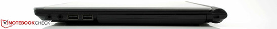 Rechte Seite: Audio, 2 x USB 2.0, DVD-Multibrenner / Zweitakku, Kensington