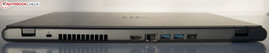 Rückseite: Kensington Lock, Luftauslass, HDMI, 2x USB 3.0, USB 2.0